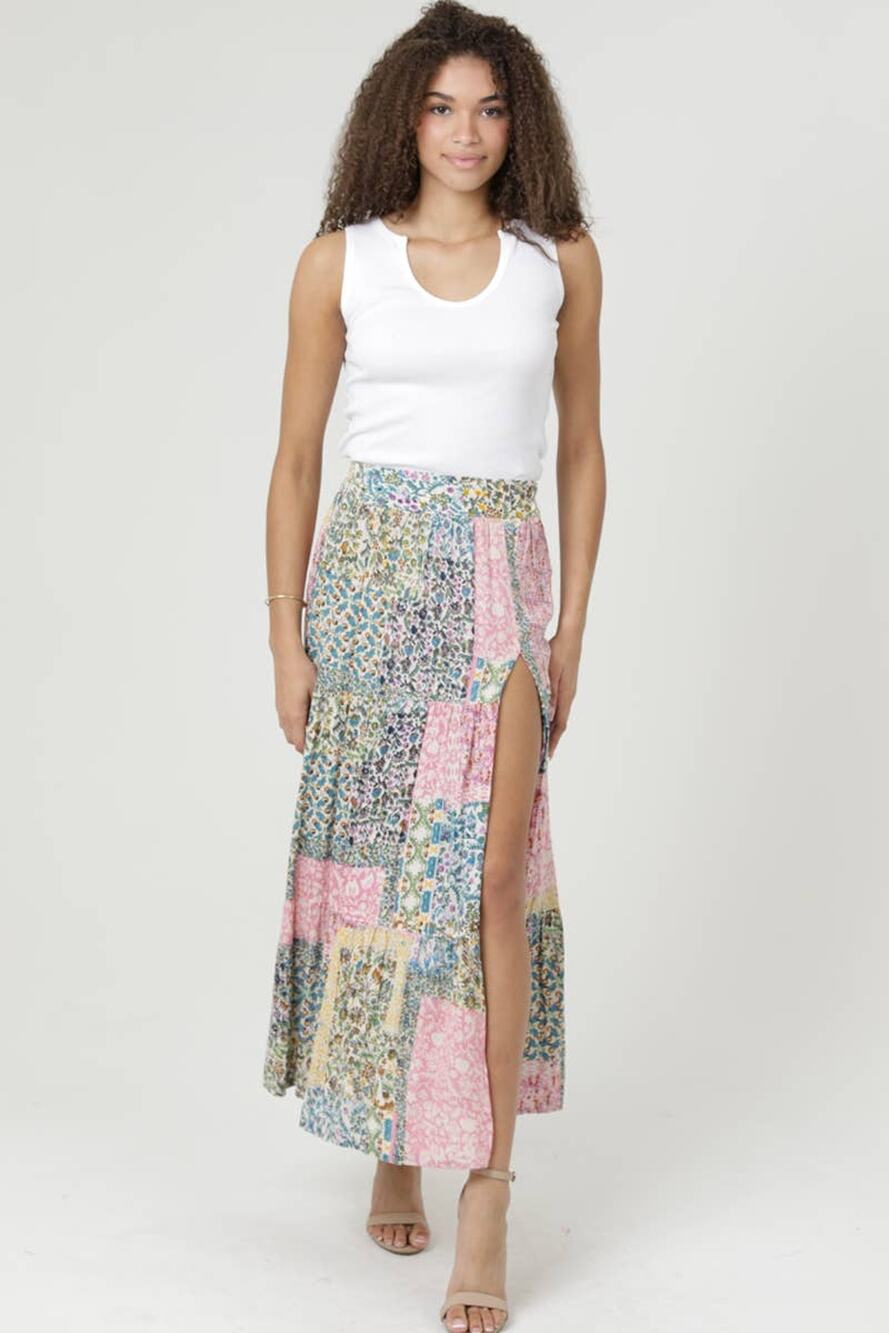 Angie PRINTED SIDE SLIT MAXI SKIRT